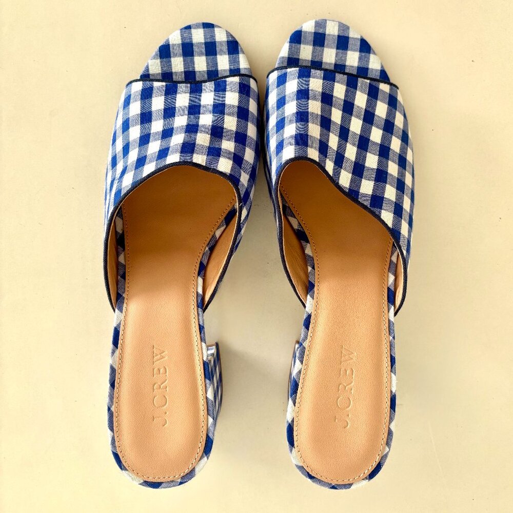 J.Crew All Day Mule Sandal in Blue Gingham – Size 10 💙👡